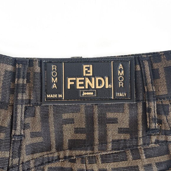Authentic FENDI FF Zucca Vintage Printed Mini Skirt Brown Tan Pockets - Picture 7 of 12